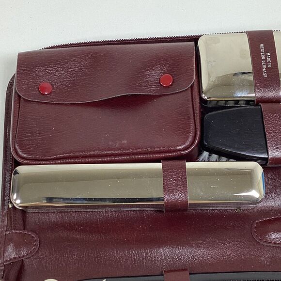 Mens Travel Grooming Kit West Germany Comb Mirror Brush File Scissors Shoe Horn - Picture 2 of 9